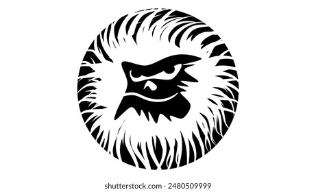 Snow Yeti emblem, black isolated silhouette