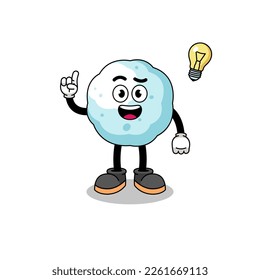 snowball cartoon with get an idea pose , character design