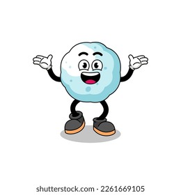 snowball cartoon searching with happy gesture , character design
