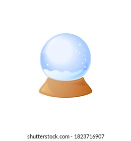 Bola de nieve, globo de nieve vacío con nevada. Ilustración aislada de invierno