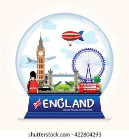 Snowball England vector. Country England travel vacation guide of goods, places and features. Set of Info graphic Element / icon / Symbol , Vector Design