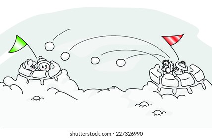 Snowball Fight Cartoon Stock Vectors, Images & Vector Art | Shutterstock