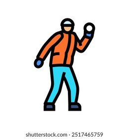 snowball fight winter color icon vector. snowball fight winter sign. isolated symbol illustration