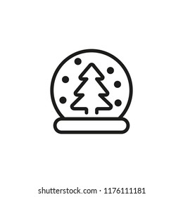 Snowball with fir tree line icon. Present, winter, New Year. Christmas concept. Vector illustration can be used for topics like holiday, celebration, season