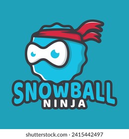 Snowball Ice Cream Logo Design with Snowball and Ninja Concept Design.