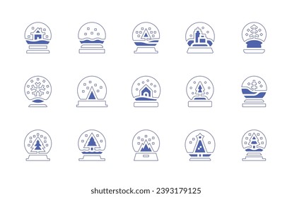 Snowball icon set. Duotone style line stroke and bold. Vector illustration. Containing snowball, snow ball, snow globe.