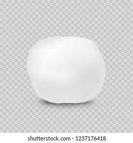 Snowball isolated on transparent background. Vector snow or cotton ball. White pompon element template.
