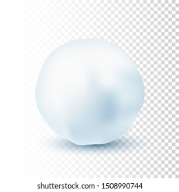 Snowball isolated on transparent background. Frozen ice ball. Winter decoration for Christmas or New Year. Vector snow.