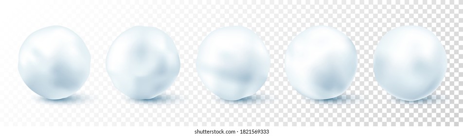 Balón de nieve aislado en un fondo transparente. Colección de bolas de nieve. Balón helada congelada. Decoración de invierno para Navidad o Año Nuevo. Nieve vectorial.