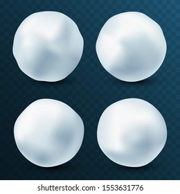 Snowball isolated on white background. Snowballs collection. Frozen ice ball. Winter decoration for Christmas or New Year. Vector snow.