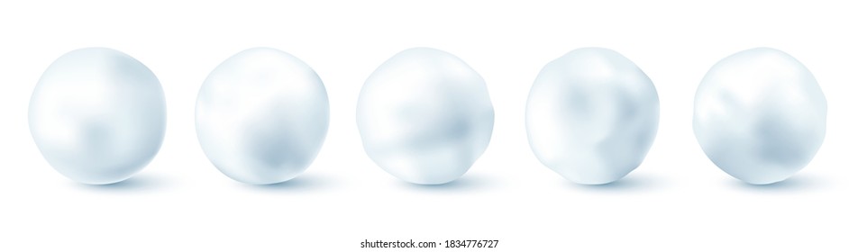 Snowball isolated on white background. Snowballs collection. Frozen ice ball. Winter decoration for Christmas or New Year. Vector snow.