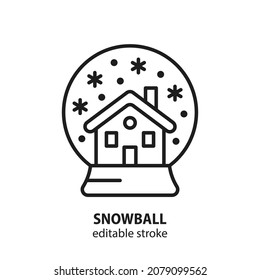 Snowball line vector icon. Symbol of Christmas and New Year. Editable stroke.
