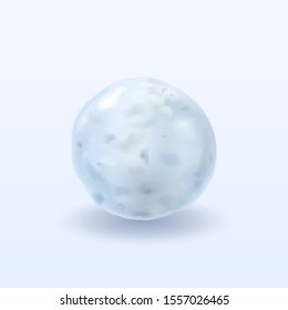 Snowball with shadow on isolated light phone.3D.Realistic element for design. Vector illustration.