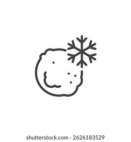 Snowball with a snowflake line icon. linear style sign for mobile concept and web design. Snow ball outline vector icon. Symbol, logo illustration. Vector graphics