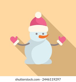 Snowball snowman icon flat vector. Costume festive. Happy New Year