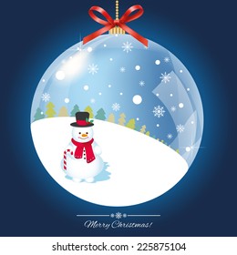 Snowball with snowman and trees inside - Illustration 