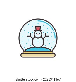 Schneeball mit Snowman-farbiger Vektorgrafik Merry Christmas Concept Symbol oder Design Element