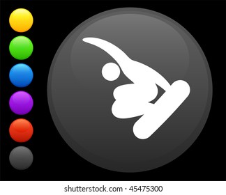 snowbaord (skateboard) icon on round internet button original vector illustration 6 color versions included