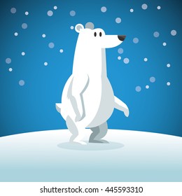 Snowbear Icon. Snowing Background. Vector Graphic