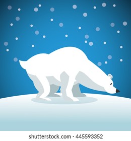 Snowbear Icon. Snowing Background. Vector Graphic