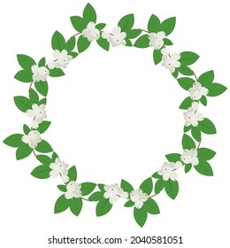Snowberry circular frame vector illustration. Round wreath of winter berries. Rim template for text.