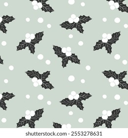 Snowberry seamless pattern, possibly Symphoricarpos albus.