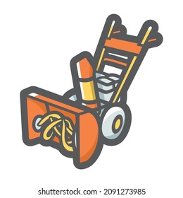 Snowblower snow cleaning Vector icon Cartoon illustration