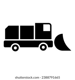 Snowblower máquina nevada máquina nevada camionera grava vehículo limpiador de arado de nieve estaciones transporte de invierno equipo de servicio de carretera limpia icono negro ilustración vectorial estilo plano simple