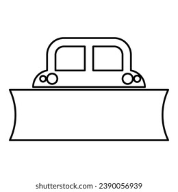 Snowblower snow clear machine snowplow truck plough clearing vehicle equipped seasons transport winter highway service equipment clean contour outline line icon black color vector illustration image 