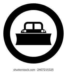 Snowblower snow clear machine snowplow truck plough clearing vehicle equipped seasons transport winter highway service equipment clean icon in circle round black color vector illustration image solid 