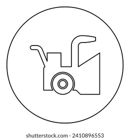 Snowblower snow clear machine snowplow truck plough clearing vehicle equipped seasons transport winter highway service equipment clean icon in circle round black color vector illustration image 