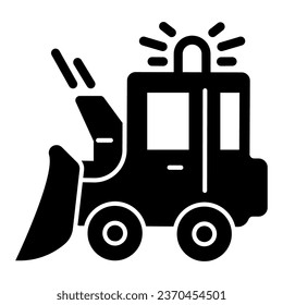 Snowblower solid icon, Winter season concept, snow removal machine sign on white background, snow plow tractor icon in glyph style for mobile concept and web design. Vector graphics