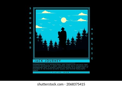 snowboard athlete silhouette retro t shirt design