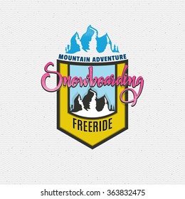 Snowboard badge and label