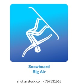 Snowboard Big Air icon. Olympic species of events in 2018. Winter sports games icons, vector pictograms for web, print and other projects. Vector illustration isolated on a white background