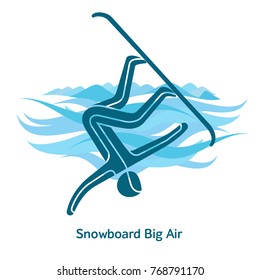 Snowboard Big Air icon. Olympic species of events in 2018. Winter sports games icons, vector pictograms for web, print and other projects. Vector illustration isolated on a white background