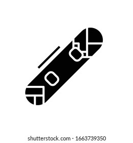 Snowboard black icon, concept illustration, vector flat symbol, glyph sign.