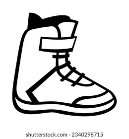 Snowboard boot illustration. Winter sport item or symbol.