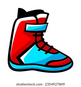 Snowboard boot illustration. Winter sport item or symbol.