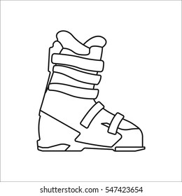 Snowboard boot symbol sign line icon on background