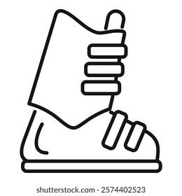 Snowboard boot for winter sport presenting modern design in line art style, suitable for sporting goods store or snowboarding competition