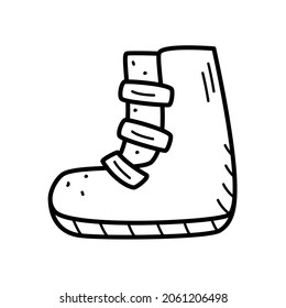 Snowboard boots icon, vector doodle element, cartoon illustration, concept of outdoor activities or sports