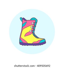 Snowboard boots. One of vector snowboarding icon set.