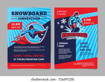 Snowboard Competition Posters, Flyer - Template Vector Design