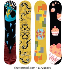 snowboard design pack with cool bottom graphic designs