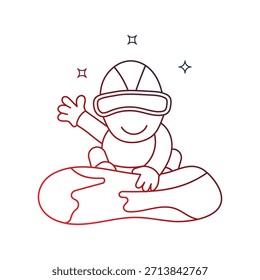 Icono de doodle de snowboard con fondo blanco Ilustración de stock de Vector