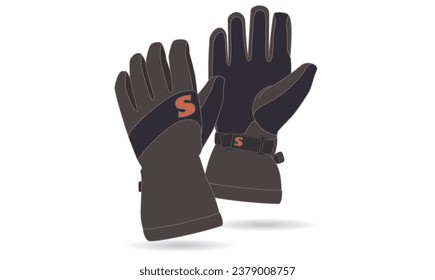 guantes de snowboard aislados en un fondo blanco