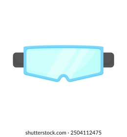 Gafas de snowboard en estilo de dibujos animados sobre un fondo blanco. Equipamiento para deportes de invierno y hobbies.