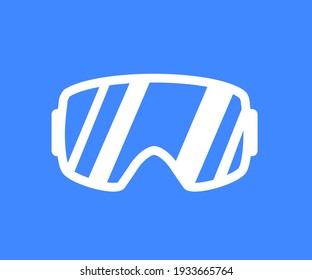 Snowboard goggles on a blue background. Symbol. Vector illustration.