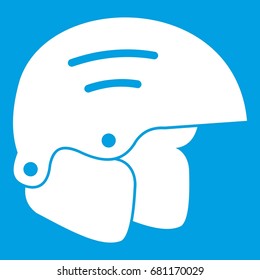 Snowboard helmets icon white isolated on blue background vector illustration